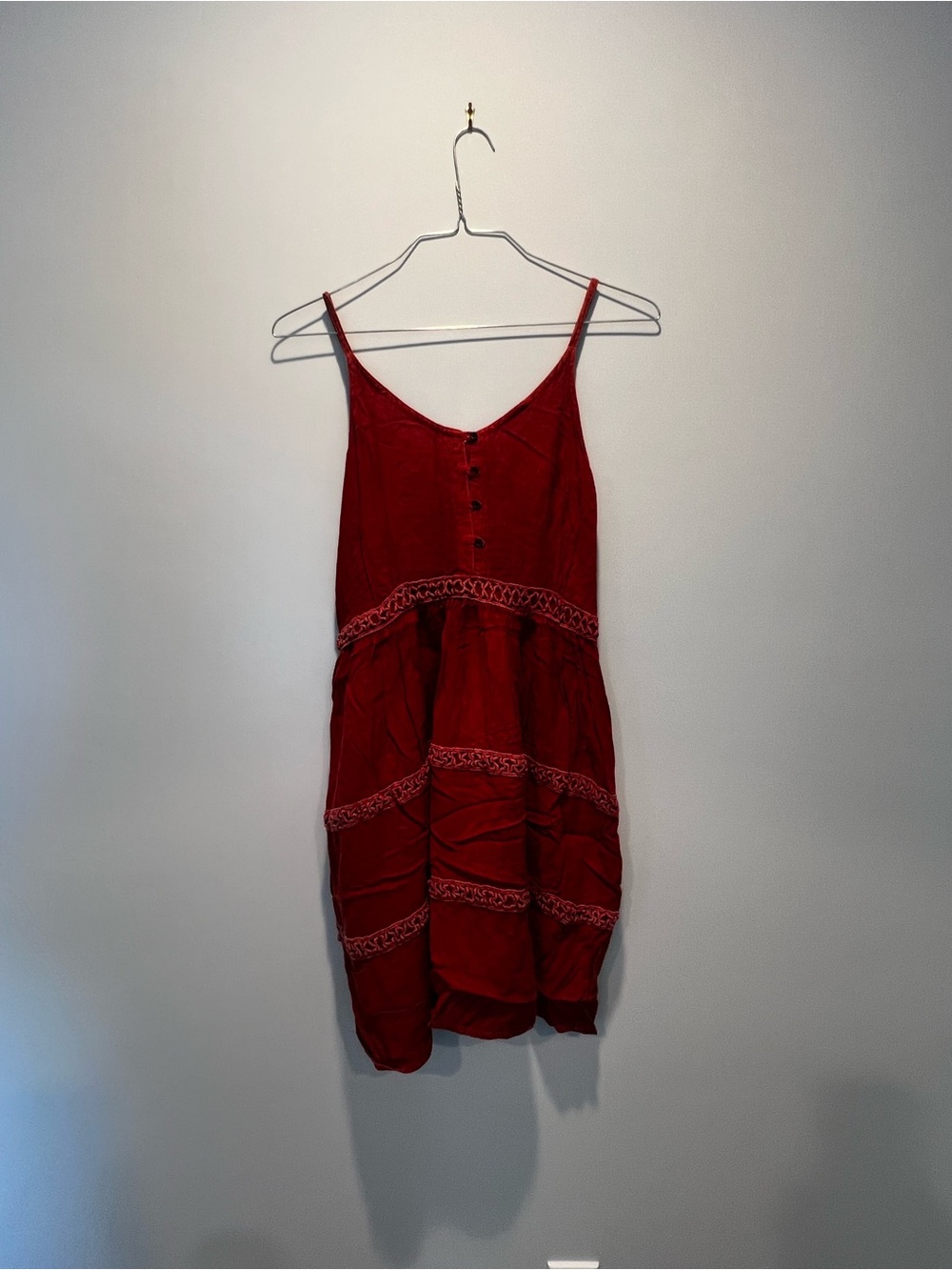 Raya Sun Red Mini Dress with Woven Detailing